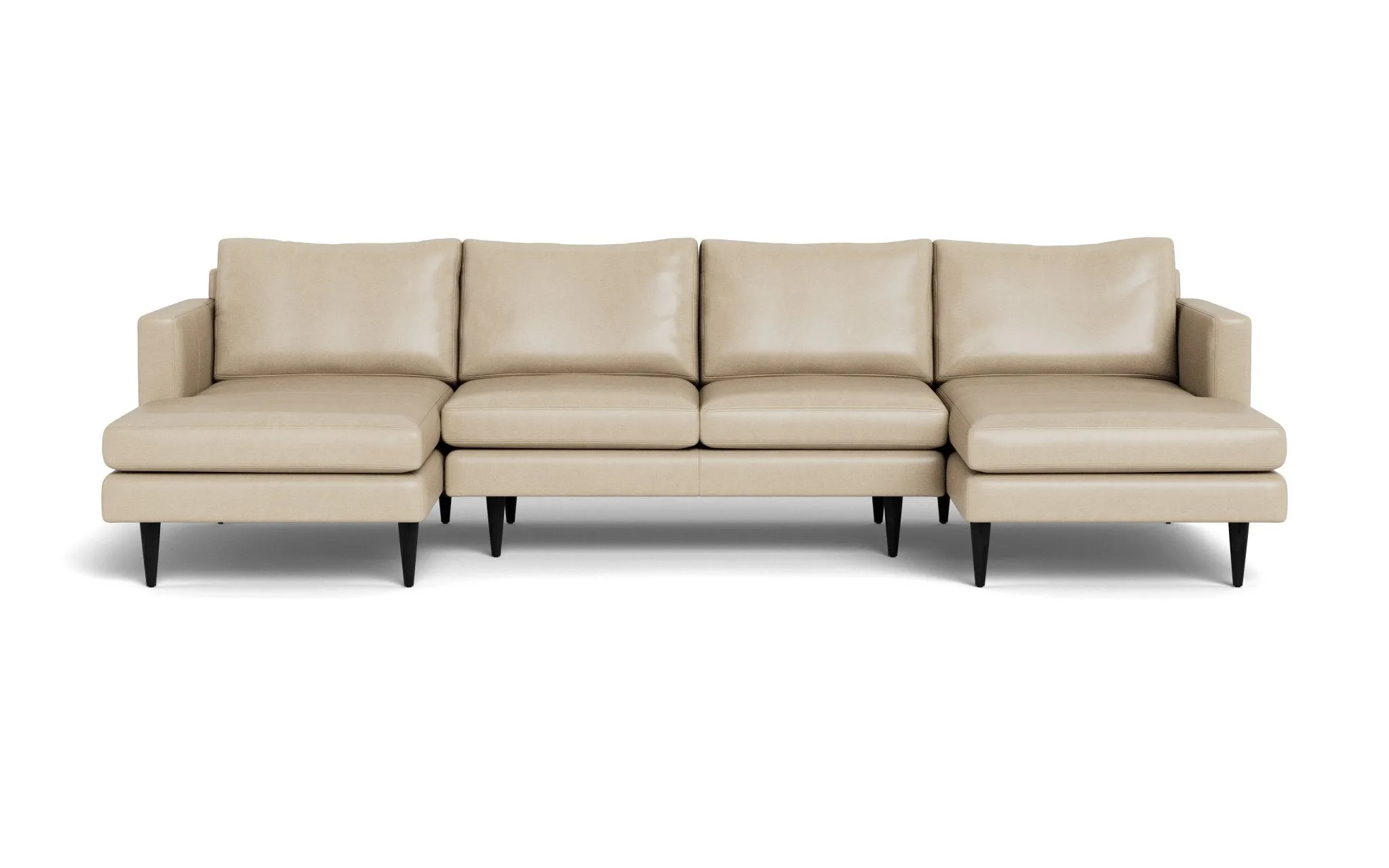Wallace 126" Leather Untufted Double Chaise U Sectional