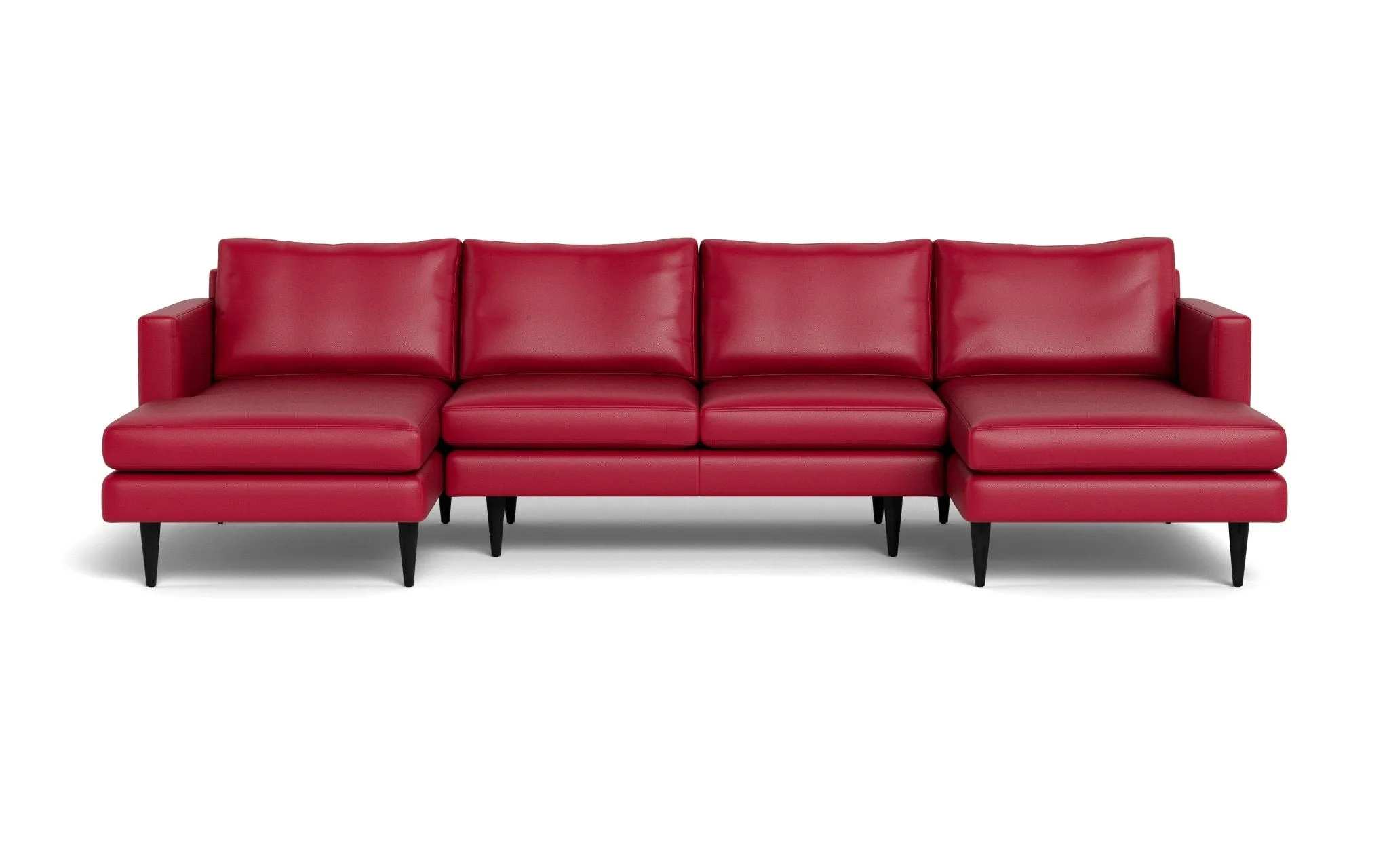 Wallace 126" Leather Untufted Double Chaise U Sectional