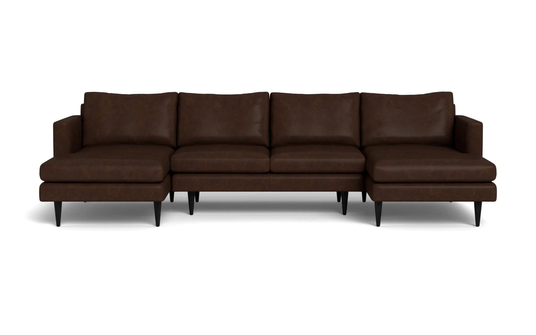 Wallace 126" Leather Untufted Double Chaise U Sectional