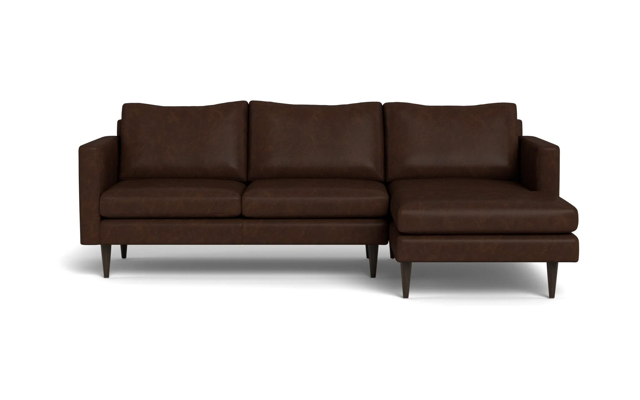 Wallace 98" Leather Untufted Right Chaise Sectional