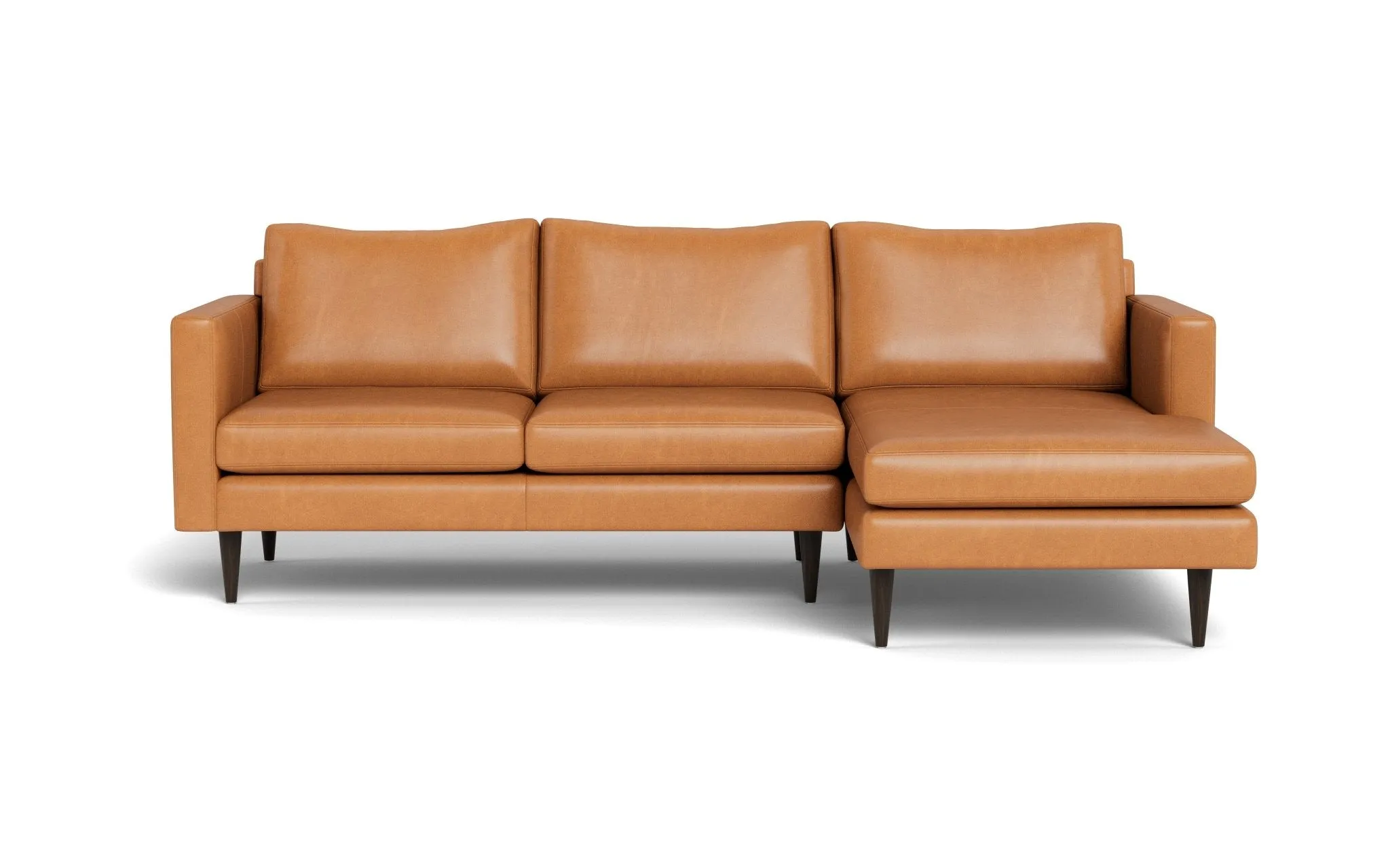 Wallace 98" Leather Untufted Right Chaise Sectional