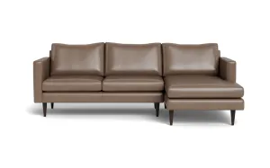 Wallace 98" Leather Untufted Right Chaise Sectional