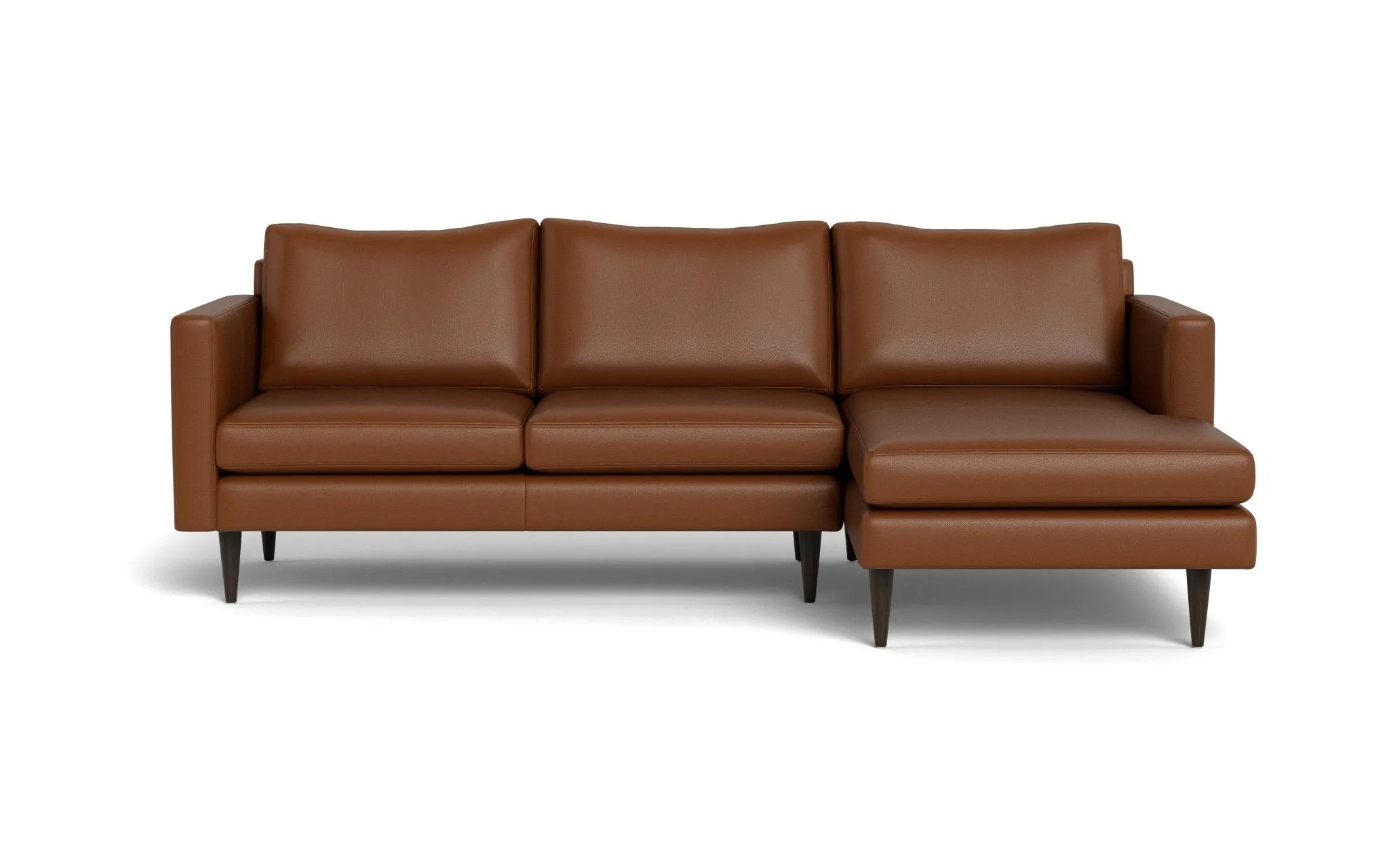 Wallace 98" Leather Untufted Right Chaise Sectional