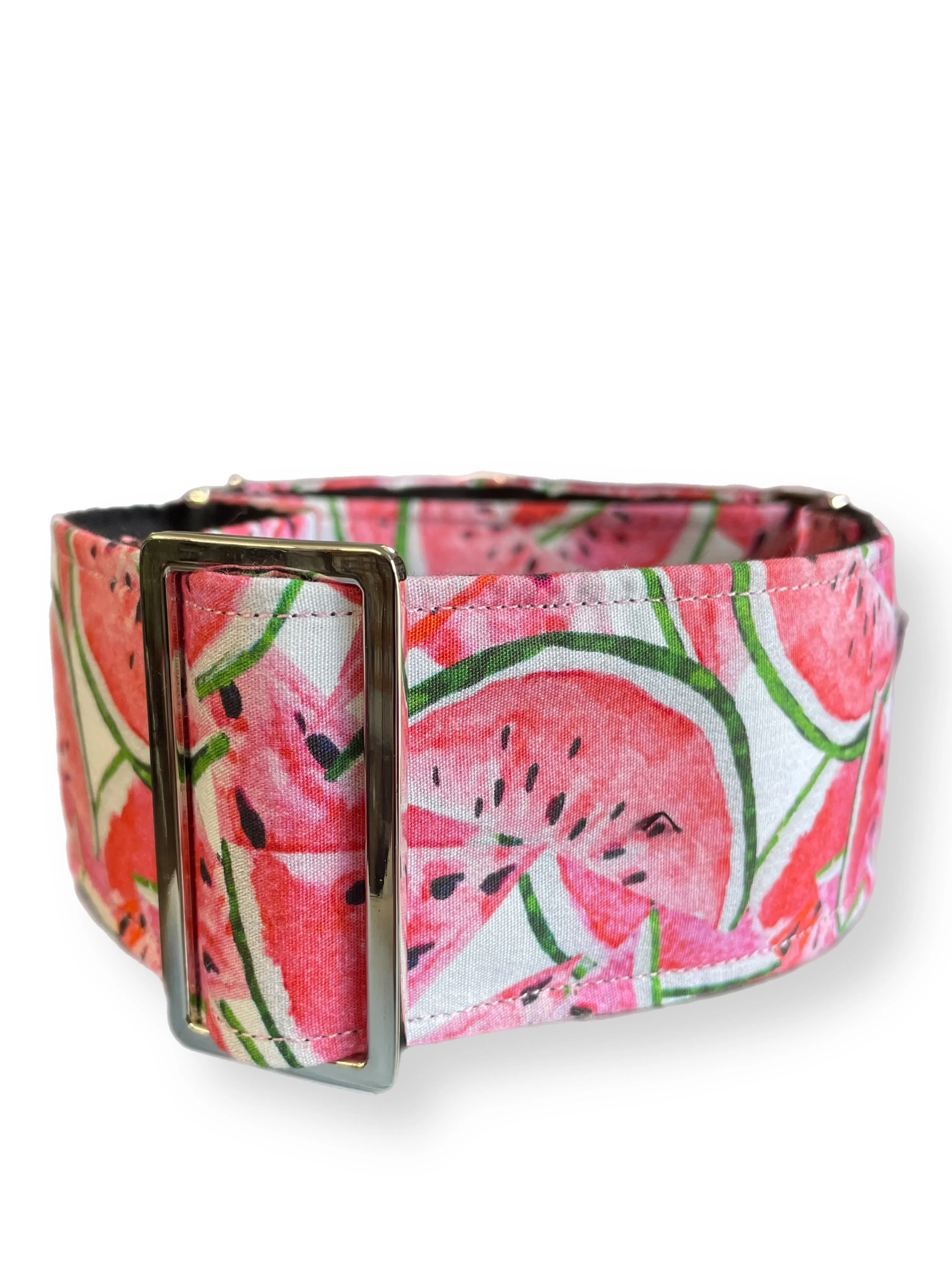 Watermelon in soft tones  greyhound Martingale collar cotton covered 50mm width super soft