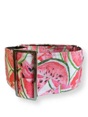 Watermelon in soft tones  greyhound Martingale collar cotton covered 50mm width super soft