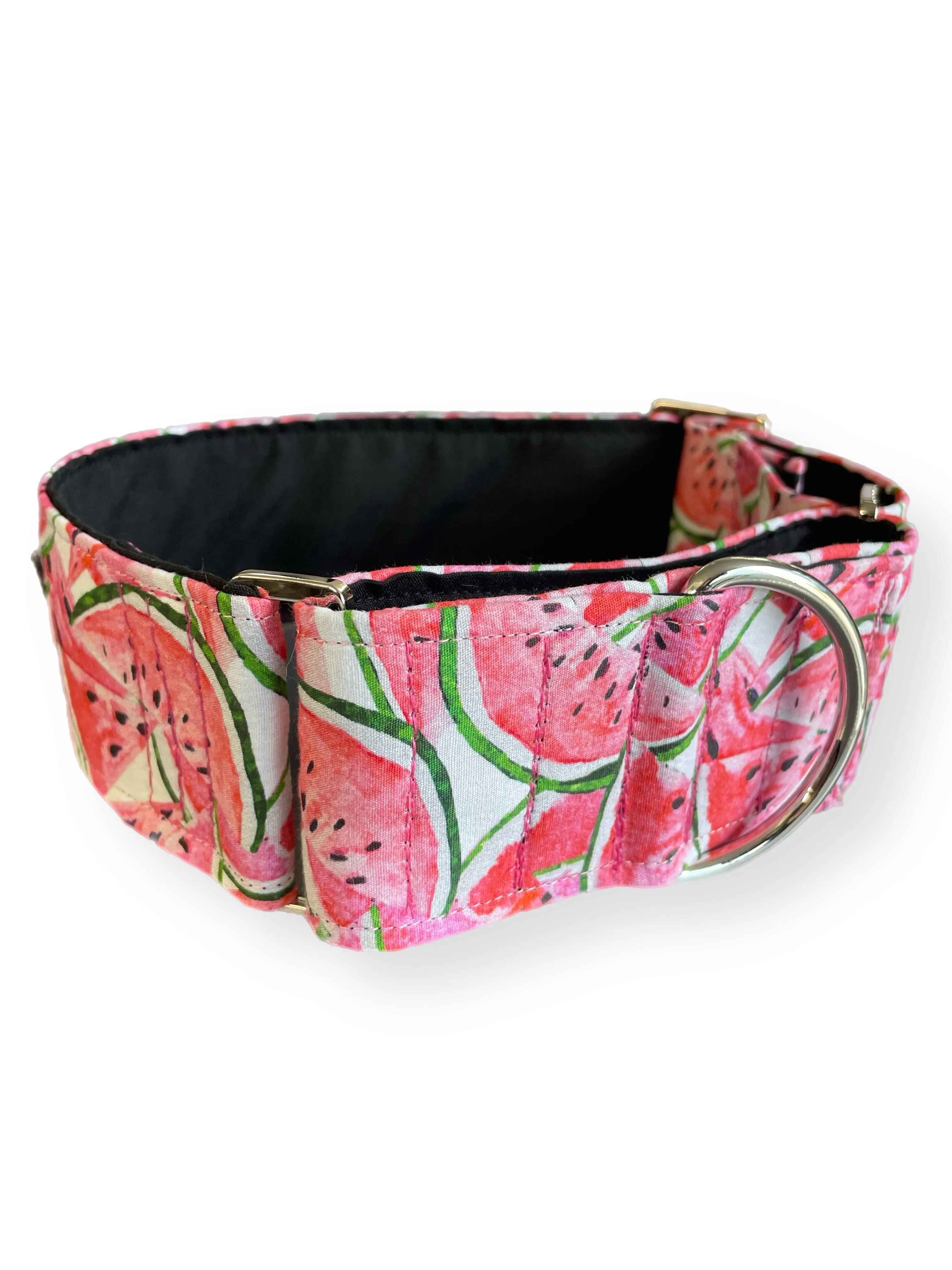 Watermelon in soft tones  greyhound Martingale collar cotton covered 50mm width super soft