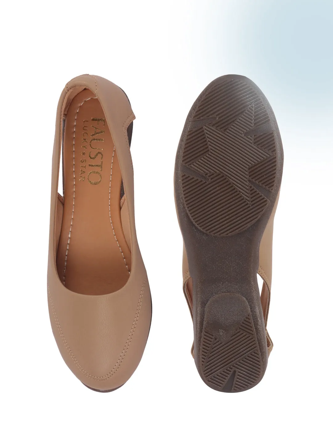 Women Beige Stylish Backless Casual Ballets | Low Heel Cut-Out Slip-On Ballerinas | Comfortable Walking Flats Sandals | Memory Cusion Insole