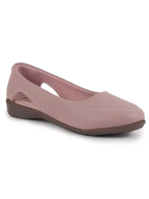 Women Pink Stylish Backless Casual Ballets | Low Heel Cut-Out Slip-On Ballerinas | Comfortable Walking Flats Sandals | Memory Cusion Insole