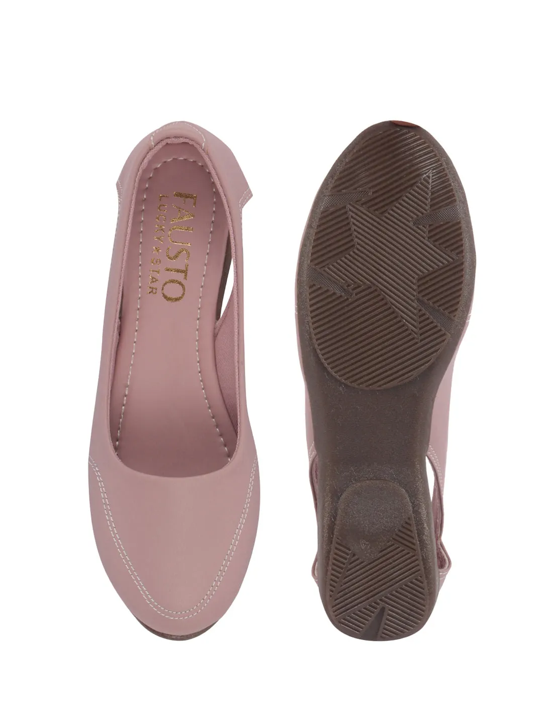 Women Pink Stylish Backless Casual Ballets | Low Heel Cut-Out Slip-On Ballerinas | Comfortable Walking Flats Sandals | Memory Cusion Insole