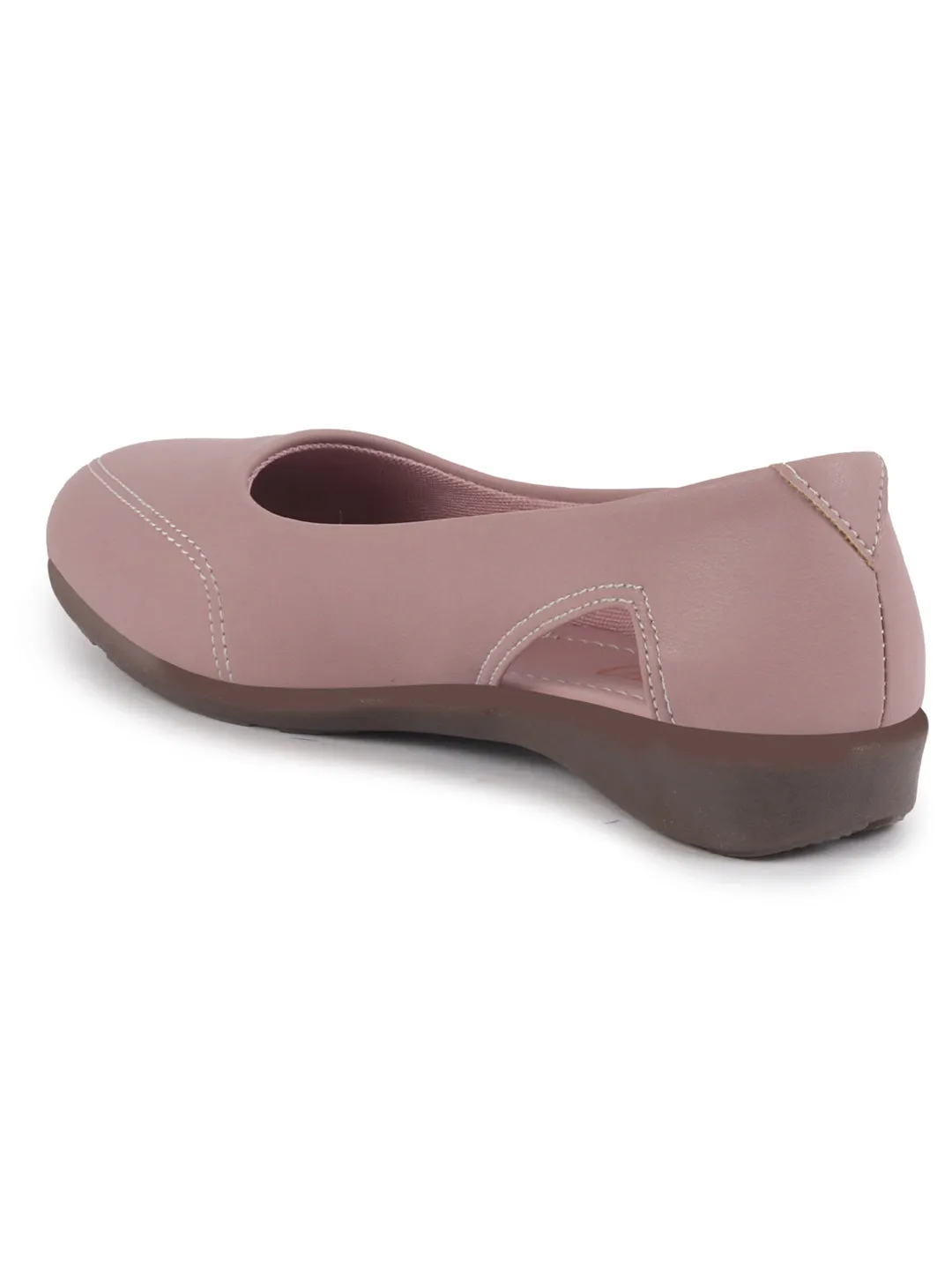 Women Pink Stylish Backless Casual Ballets | Low Heel Cut-Out Slip-On Ballerinas | Comfortable Walking Flats Sandals | Memory Cusion Insole