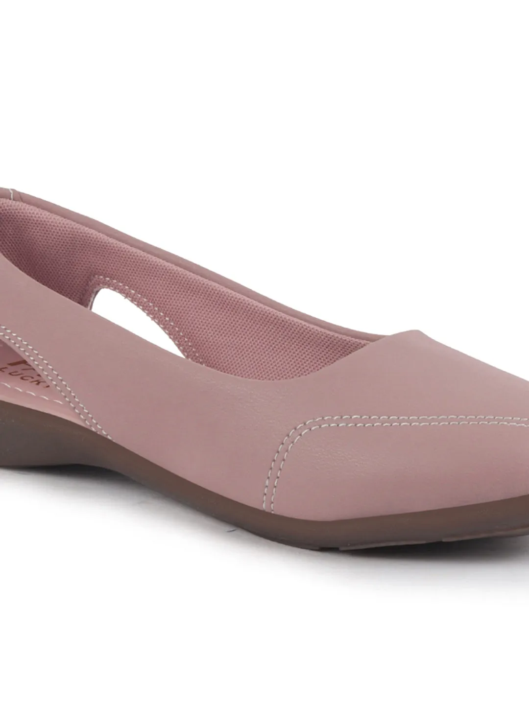 Women Pink Stylish Backless Casual Ballets | Low Heel Cut-Out Slip-On Ballerinas | Comfortable Walking Flats Sandals | Memory Cusion Insole