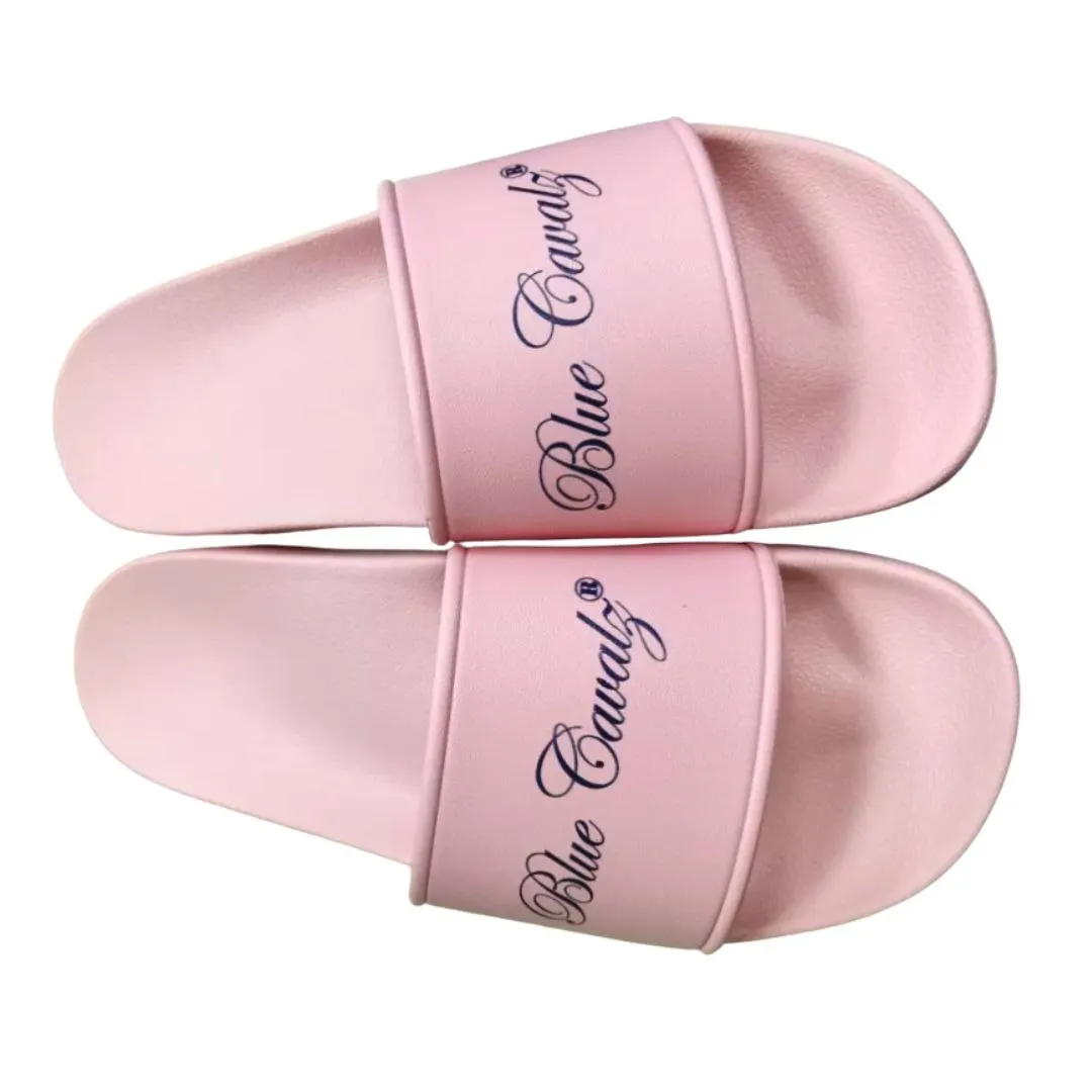Women's Pink Blue Cavalz Slides