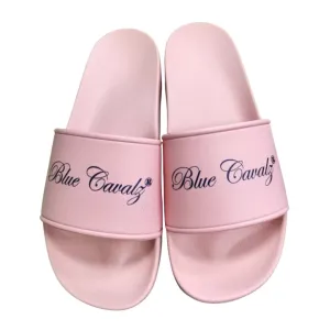 Women's Pink Blue Cavalz Slides