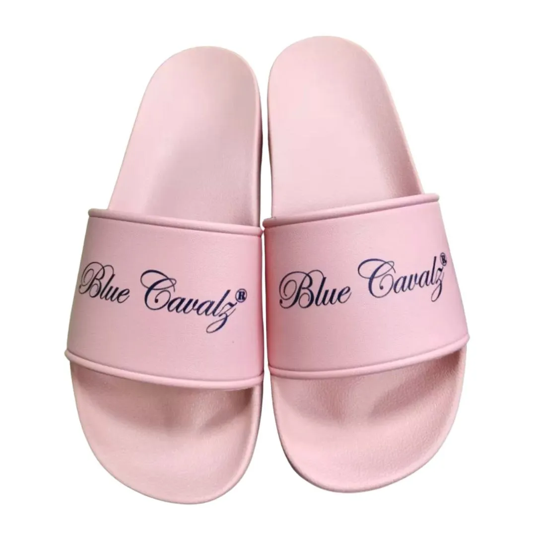 Women's Pink Blue Cavalz Slides
