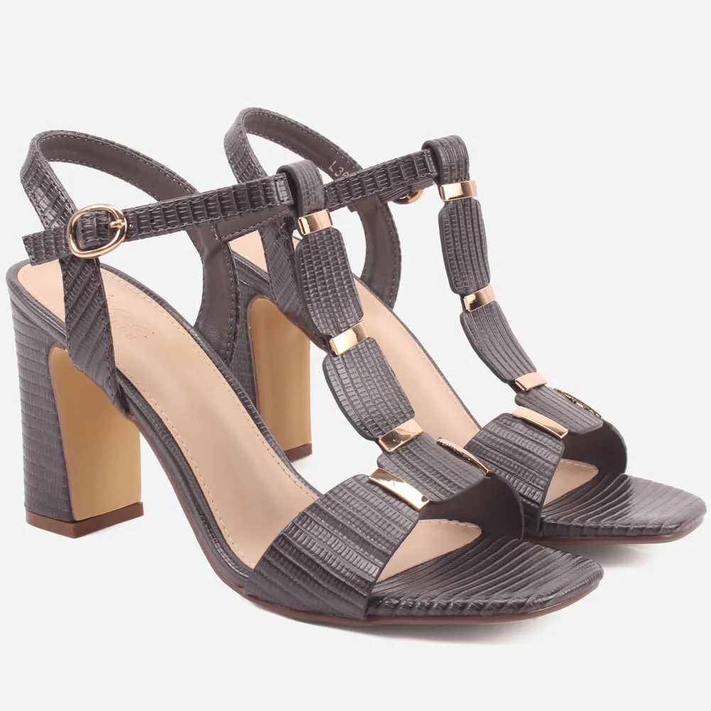 Womens "DIOAR" T-Bar Heeled Party Sandals