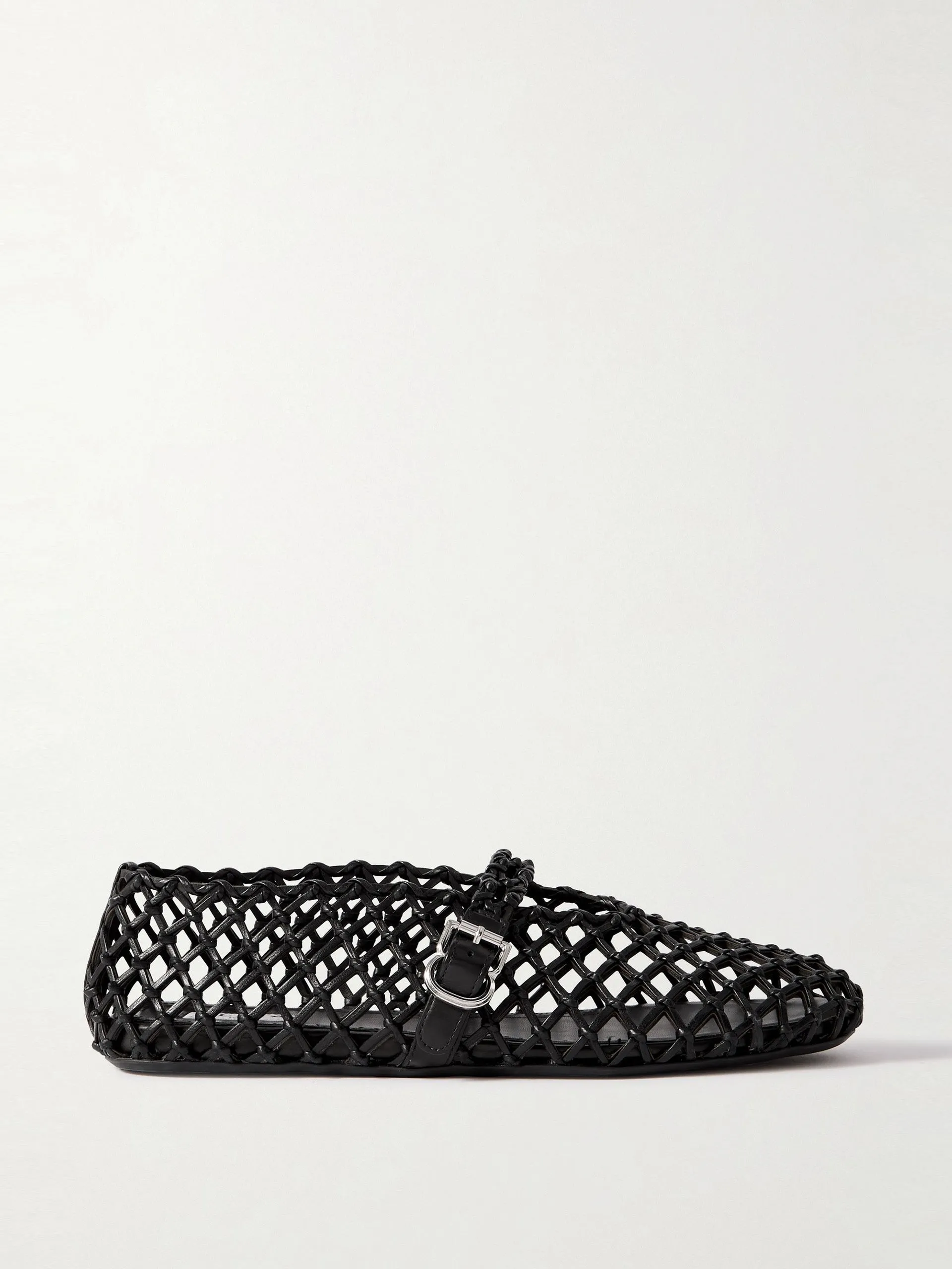 Woven leather ballet flats