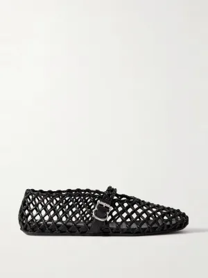 Woven leather ballet flats