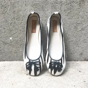 Zebra Ponyskin and Leather Ballet Shoes