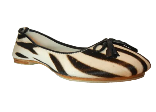 Zebra Ponyskin and Leather Ballet Shoes