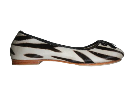 Zebra Ponyskin and Leather Ballet Shoes