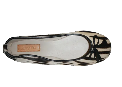 Zebra Ponyskin and Leather Ballet Shoes