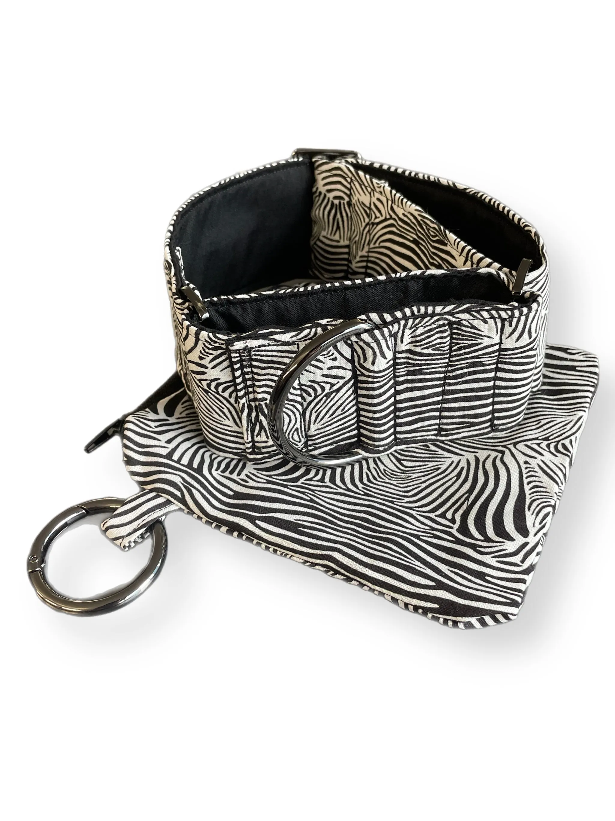 Zebra print b&w greyhound wide Martingale collar cotton covered super soft